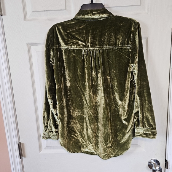Pilcro Anthropologie Crushed Velvet Button Down Relaxed Petite - Picture 5 of 5